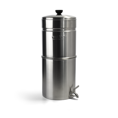 Propur ProOne® Big+ Stainless Steel Gravity Water System with 3 ProOne G2.0 9" Filters in Brushed Finish