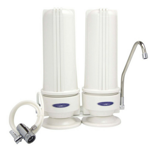 Crystal Quest Double Cartridge White Lead Removal Countertop Water Filter System (CQE-CT-00165) - Purely Water Supply