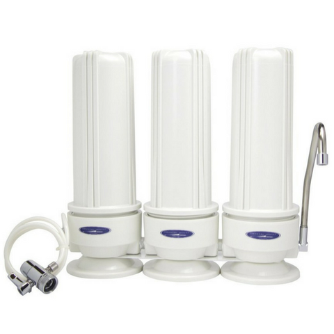 Crystal Quest Triple Cartridge White Lead Removal Countertop Water Filter System (CQE-CT-00166) - Purely Water Supply